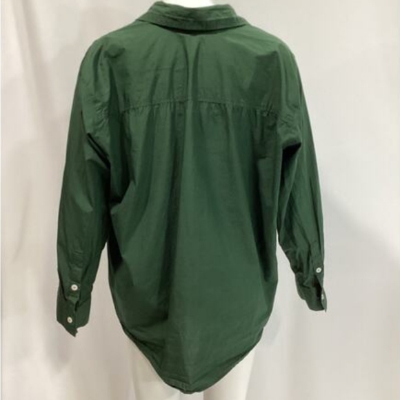 MADEWELL x DONNI Poplin Button-Down Shirt in Deep Forest Green Women's Medium - Picture 5 of 6